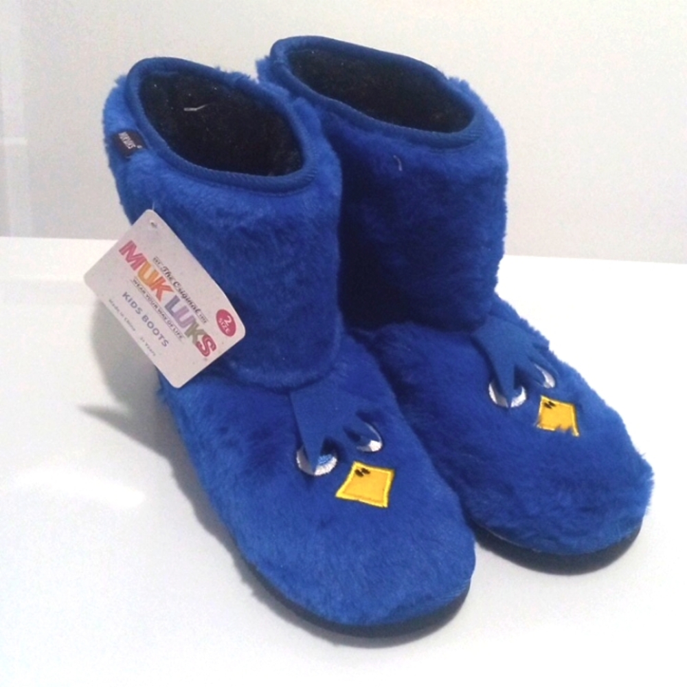 MUK LUKS ZOO FRIENDS FUZZY BLUE BIRD KIDS SLIPPERS SIZE 2 NWT